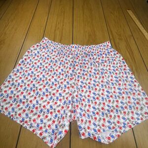 Old Row Mens Beer Can Print Swim Trunks White Red Blue Mesh Liner Large